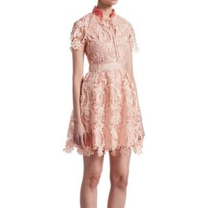 MAJE Regina Pink lace fit flare dress